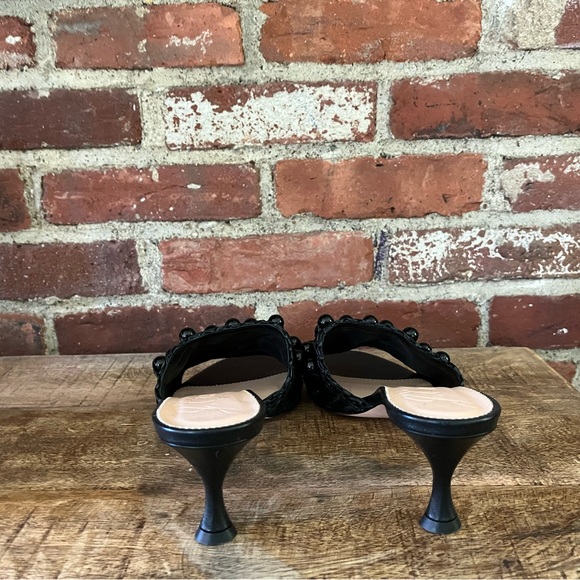 J.Crew collection made in Italy, black woven kitten heels, 8 1/2 violets sandals - Picture 5 of 6